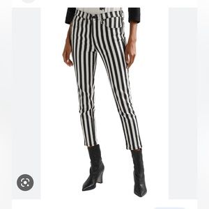 Nili Lotan Black & White Striped Jeans SZ 24